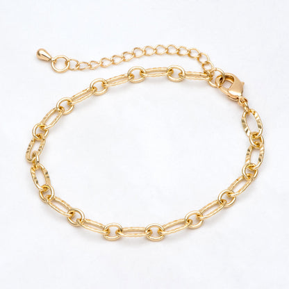 Gold Oval Cable Chains 2.5/ 3.4/ 4.8mm, Finished Bracelet/ Anklet/ Necklace with Extender Chain, Ready to Wear (#LK-289)