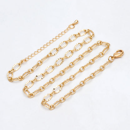 Gold Oval Cable Chains 2.5/ 3.4/ 4.8mm, Finished Bracelet/ Anklet/ Necklace with Extender Chain, Ready to Wear (#LK-289)