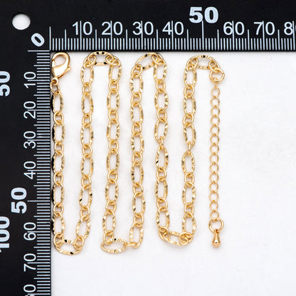 Gold Oval Cable Chains 2.5/ 3.4/ 4.8mm, Finished Bracelet/ Anklet/ Necklace with Extender Chain, Ready to Wear (#LK-289)