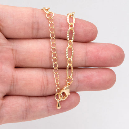 Gold Oval Cable Chains 2.5/ 3.4/ 4.8mm, Finished Bracelet/ Anklet/ Necklace with Extender Chain, Ready to Wear (#LK-289)
