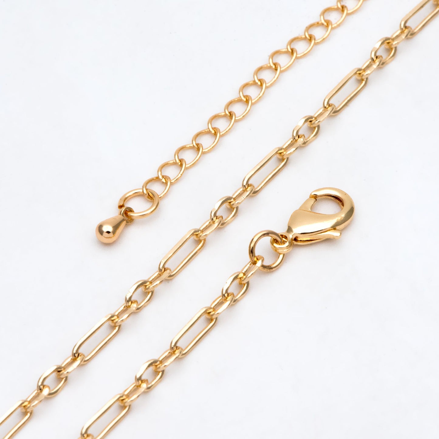Dainty Gold Oval Chains 2.4/ 3.2/ 3.6mm, Finished Bracelet/ Anklet/ Necklace with Extender Chain, Ready to Wear (#LK-275)