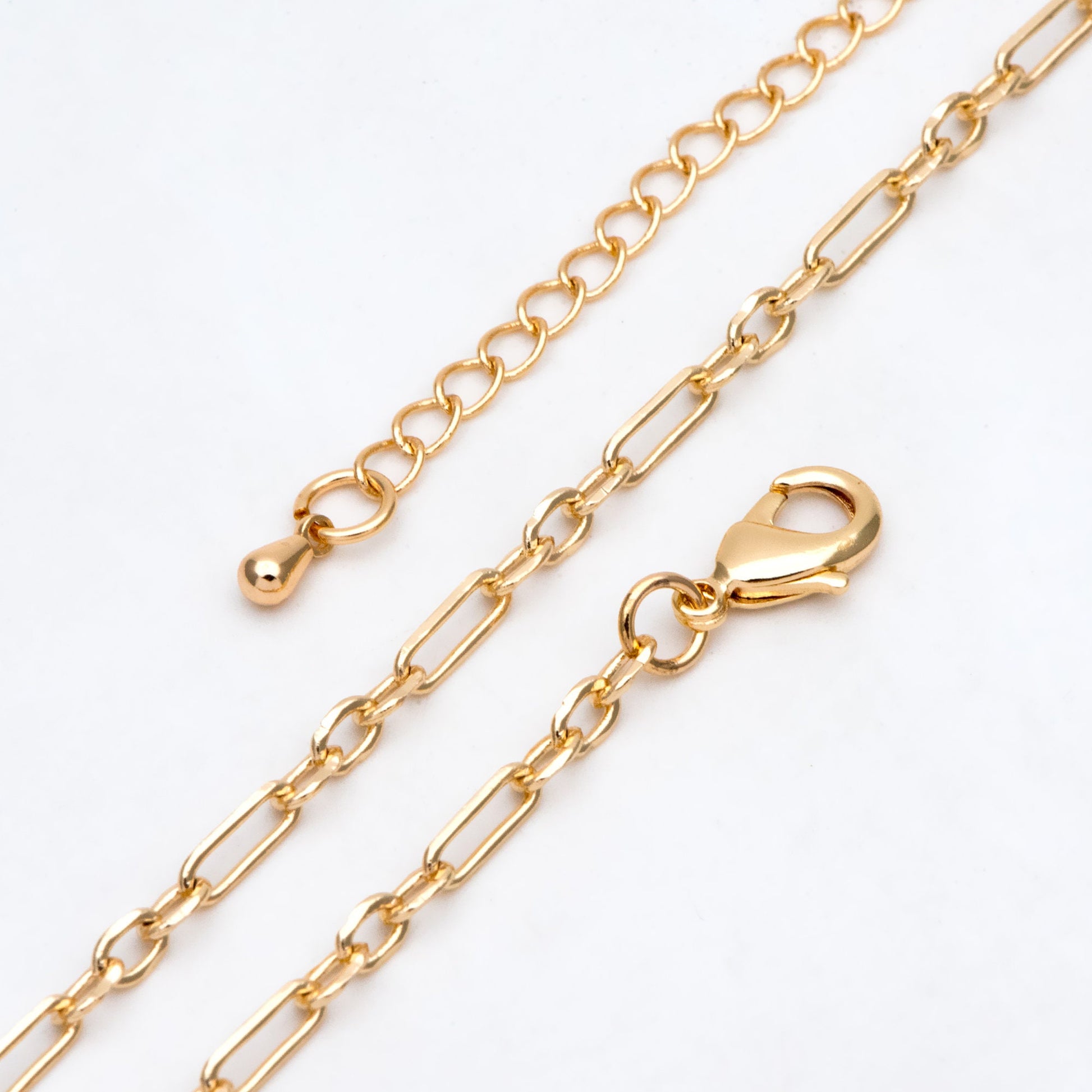 Dainty Gold Oval Chains 2.4/ 3.2/ 3.6mm, Finished Bracelet/ Anklet/ Necklace with Extender Chain, Ready to Wear (#LK-275)