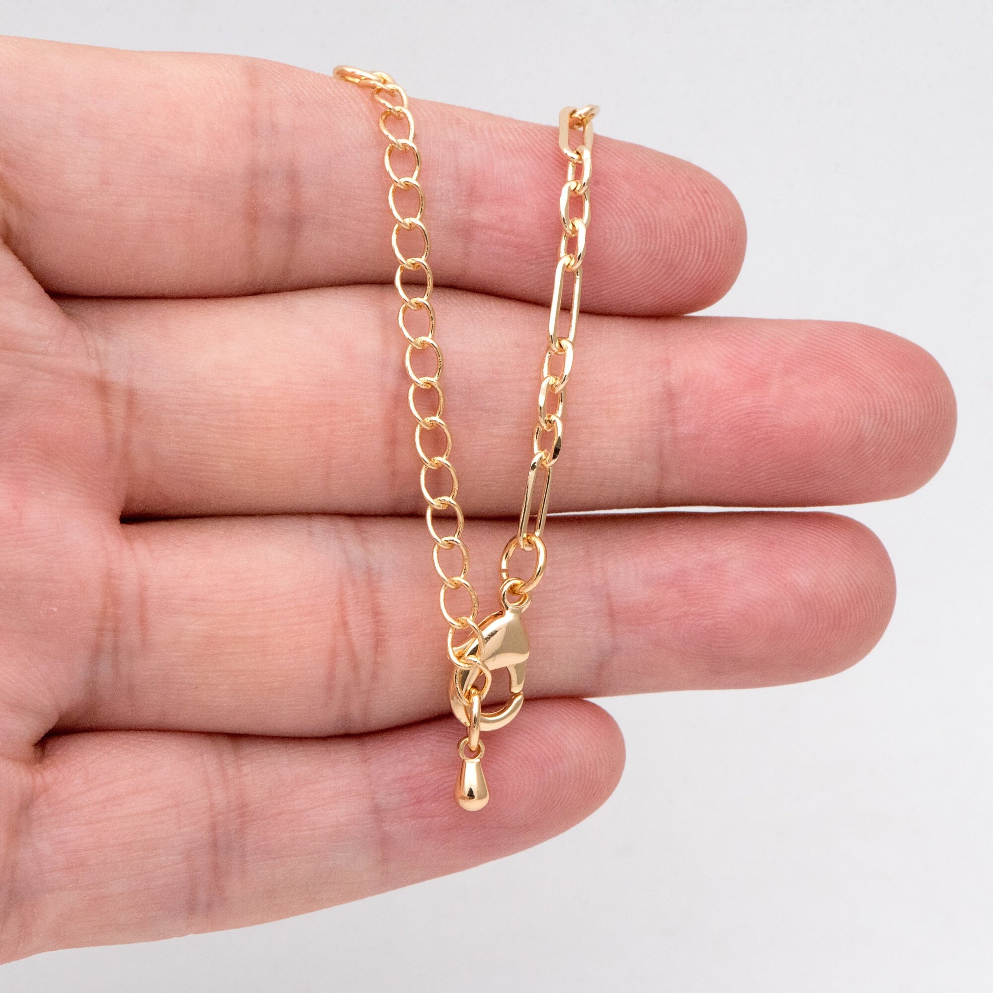 Dainty Gold Oval Chains 2.4/ 3.2/ 3.6mm, Finished Bracelet/ Anklet/ Necklace with Extender Chain, Ready to Wear (#LK-275)