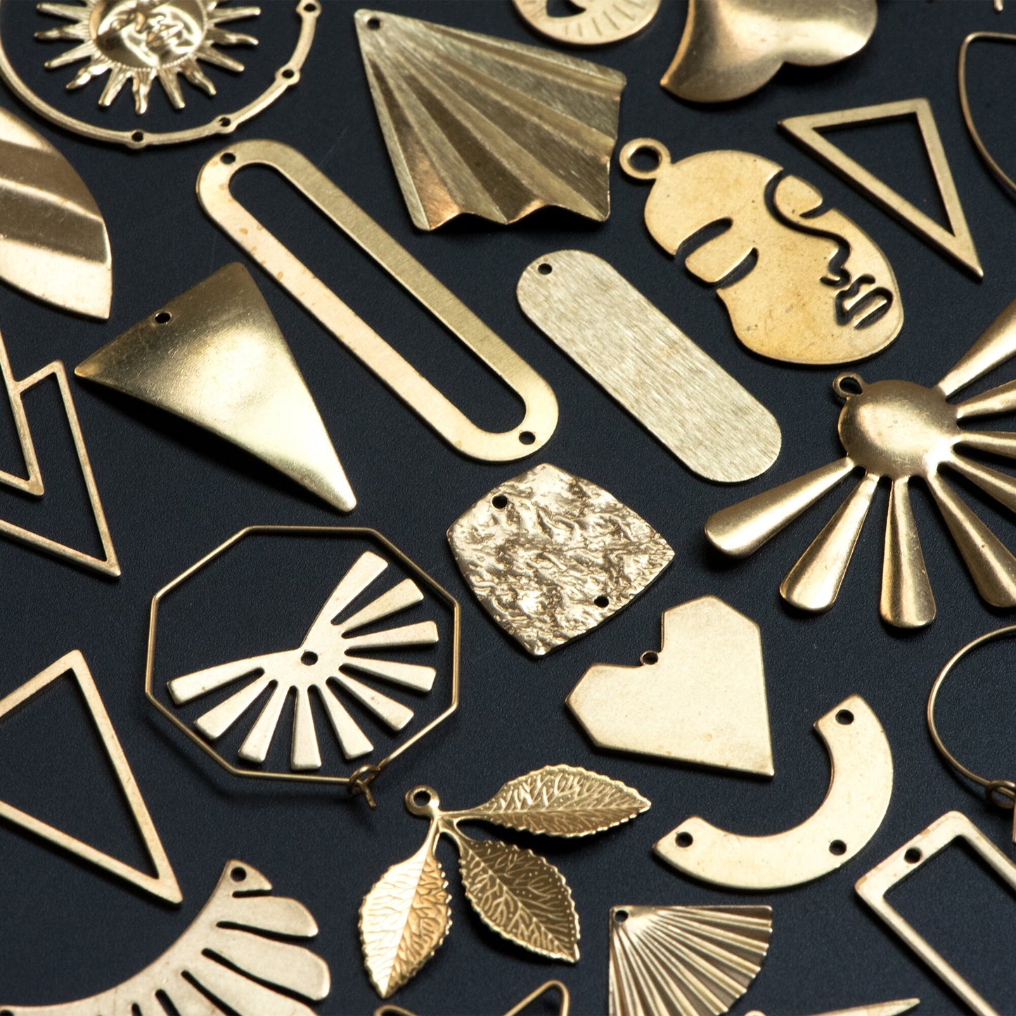 53 pairs- Raw Brass Jewelry Supplies, Brass Charm Pendant Findings, Earring Making Kit for Beginners, FREE Shipping (RB-999)