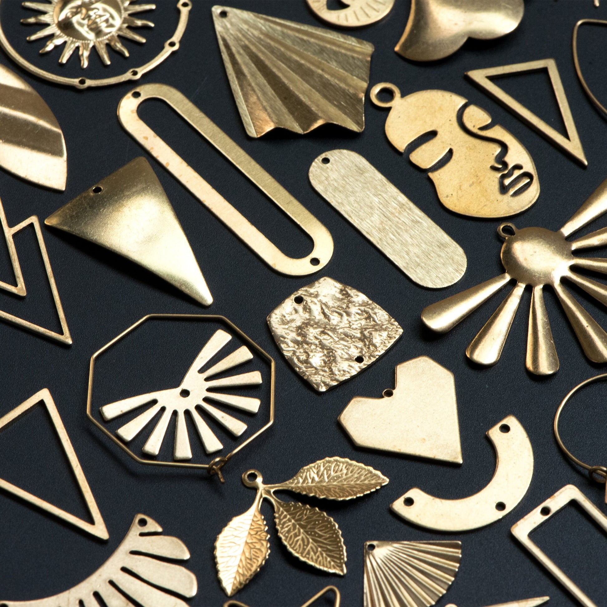 53 pairs- Raw Brass Jewelry Supplies, Brass Charm Pendant Findings, Earring Making Kit for Beginners, FREE Shipping (RB-999)