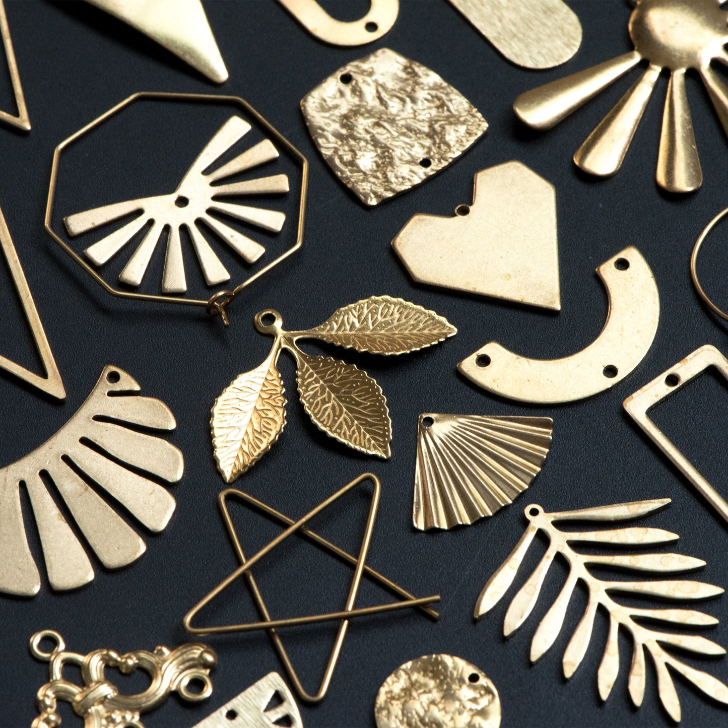 53 pairs- Raw Brass Jewelry Supplies, Brass Charm Pendant Findings, Earring Making Kit for Beginners, FREE Shipping (RB-999)