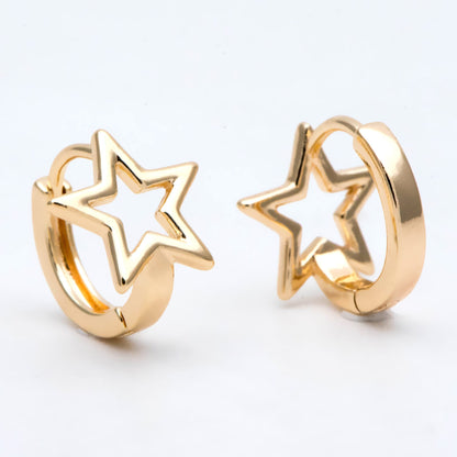 10pcs Gold Star Hoop Earrings, Huggie Earrings, Minimalist Earring, Small Gold Hoops Earring (GB-3009)