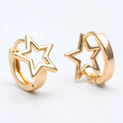 10pcs Gold Star Hoop Earrings, Huggie Earrings, Minimalist Earring, Small Gold Hoops Earring (GB-3009)