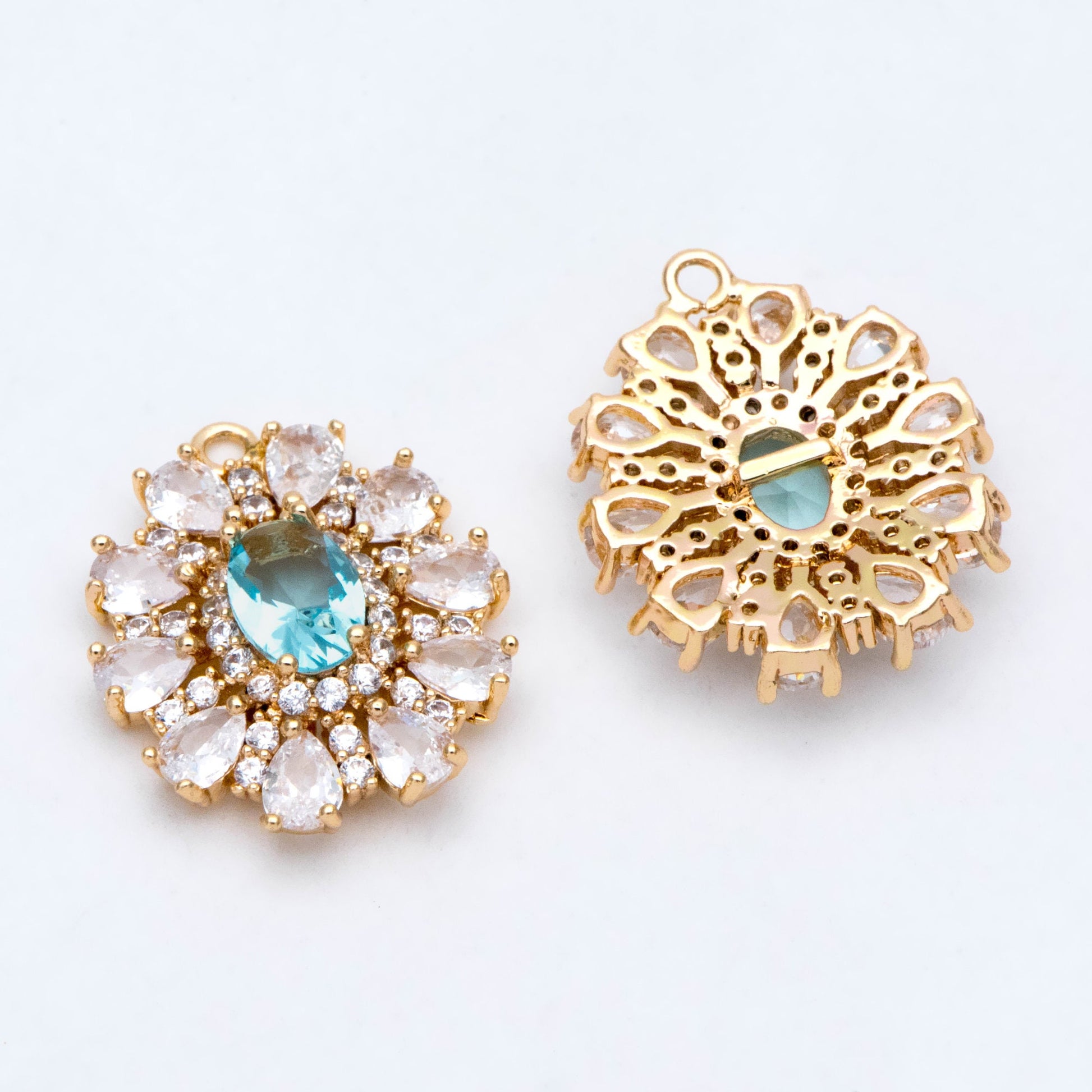 4pcs CZ Pave Gold Earring Charm, Cubic Drop Pendant, Cubic Charm, Bridal Earring, Wedding Jewelry, Wedding Earrings Charm (GB-3011)