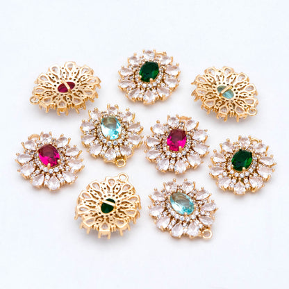 4pcs CZ Pave Gold Earring Charm, Cubic Drop Pendant, Cubic Charm, Bridal Earring, Wedding Jewelry, Wedding Earrings Charm (GB-3011)