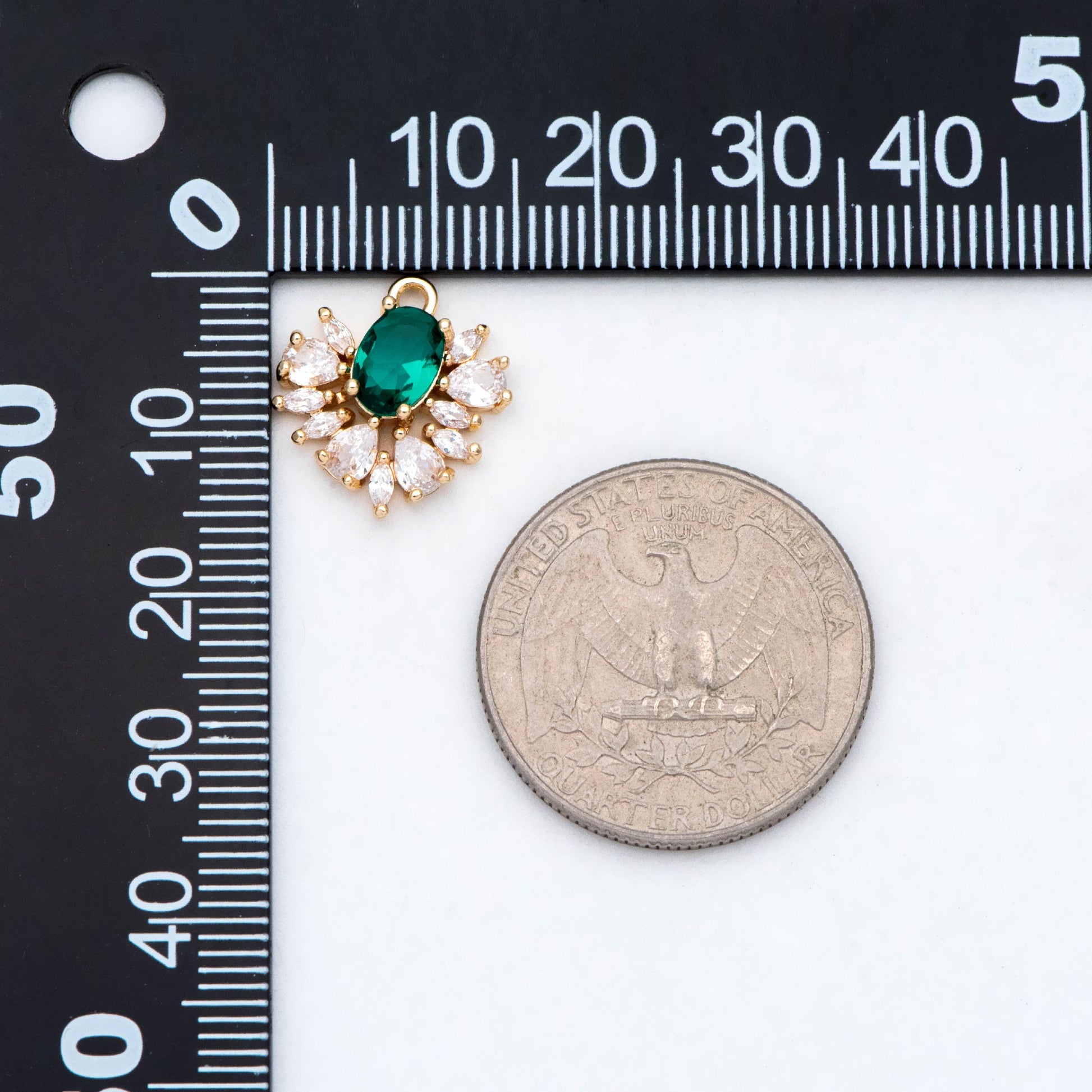 4pcs CZ Pave Gold Earring Charm, Cubic Drop Pendant, Cubic Charm, Bridal Earring, Wedding Jewelry, Wedding Earrings Charm (GB-3013)