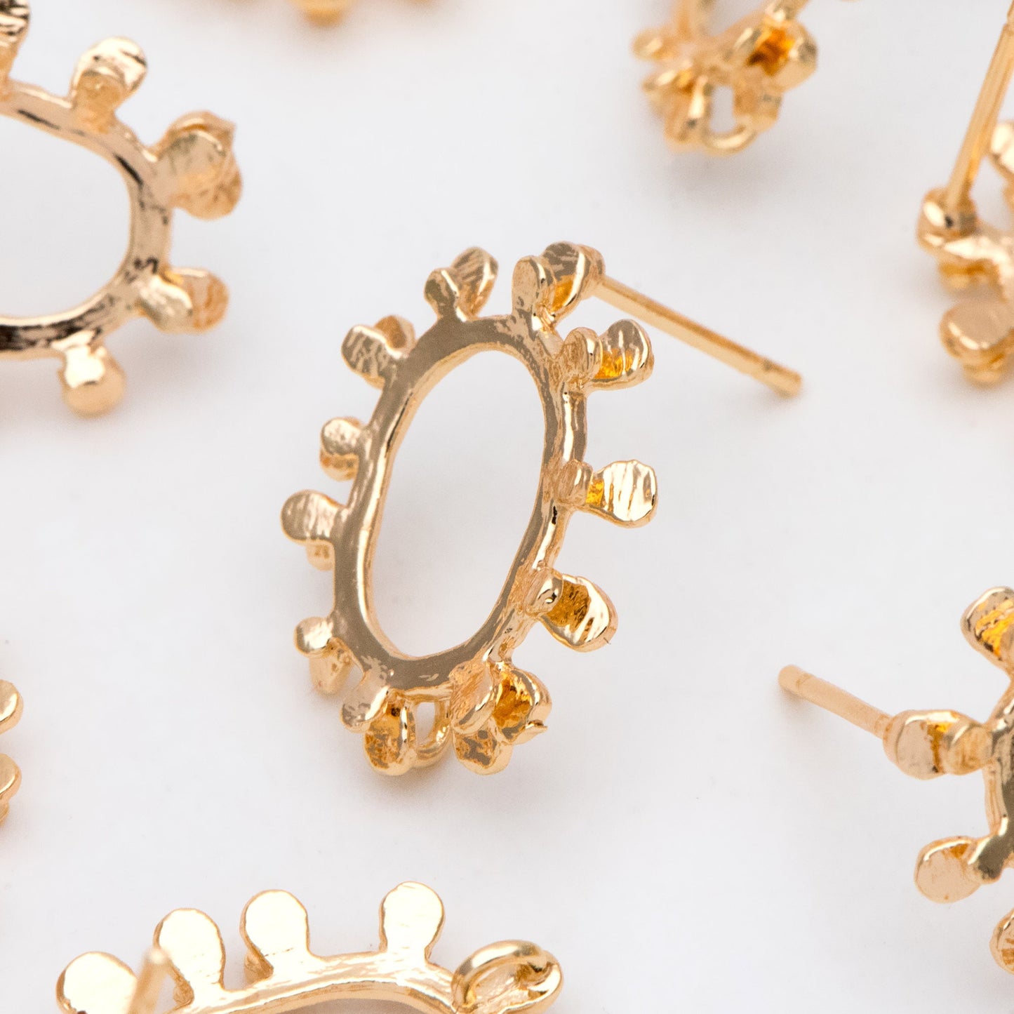 10pcs Gold Oval Earring with Loop, Oval Stud Earrings,Jewelry Making, Diy Material, Jewelry Supplies (GB-3031)