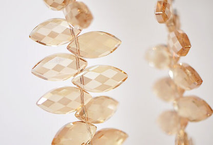 20pcs Leaf Crystal Glass Faceted Beads Charms 25mm Matte Champagne -(TS25-4)