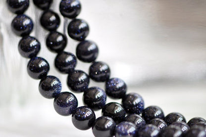 Smooth Round Blue Sand Natural Stone Beads 3/4/6/8/10/12mm Multi-Size (V6018)