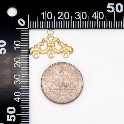 20pcs Raw Brass Filigree Triangle Charm Connectors 17x25.5mm, Brass Earring Findings Wholesale (RB-201)