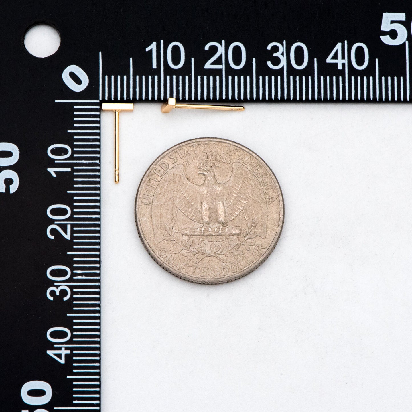 10pcs Gold/ Silver Bar Ear Posts, Gold/ Rhodium plated Brass Earring Findings, Stud Earring Components (GB-3033)