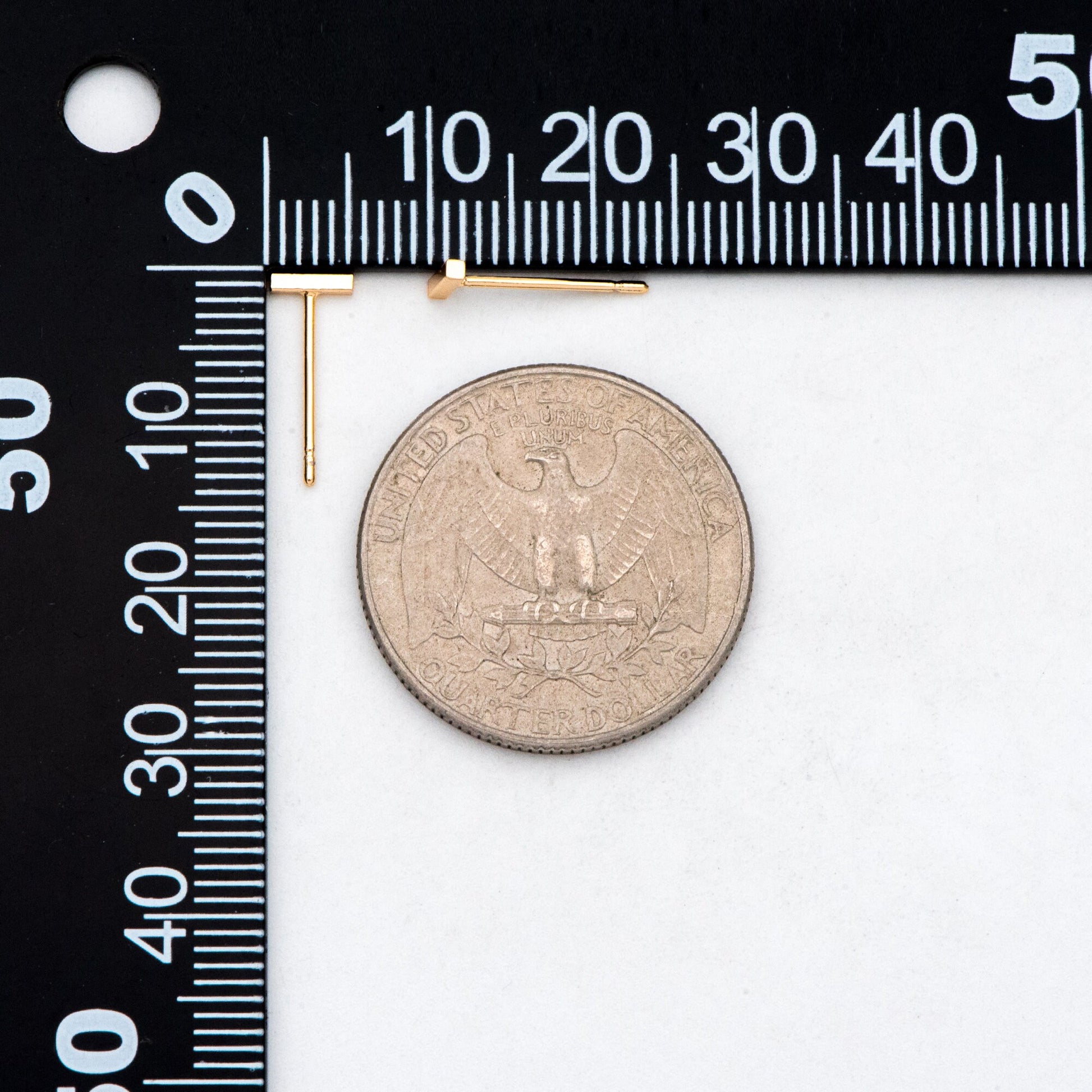 10pcs Gold/ Silver Bar Ear Posts, Gold/ Rhodium plated Brass Earring Findings, Stud Earring Components (GB-3033)