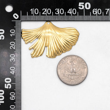 10pcs Raw Brass Ginkgo Leaf Charm Pendants 30x46mm, Brass Findings Wholesale (RB-298)