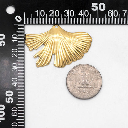 10pcs Raw Brass Ginkgo Leaf Charm Pendants 30x46mm, Brass Findings Wholesale (RB-298)