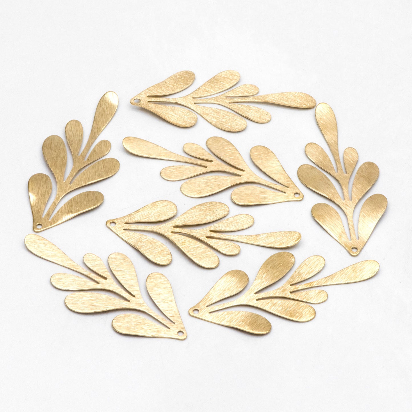 10pcs Raw Brass Brushed Leaf Charm Pendants 62x28mm, Brass Findings Wholesale (RB-299)