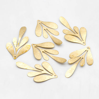 10pcs Raw Brass Brushed Leaf Charm Pendants 46x27mm, Brass Findings Wholesale (RB-300)
