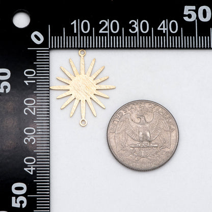 10pcs Raw Brass Brushed Sun Connector Charms 26.5x22mm, Brass Findings Wholesale (RB-221)