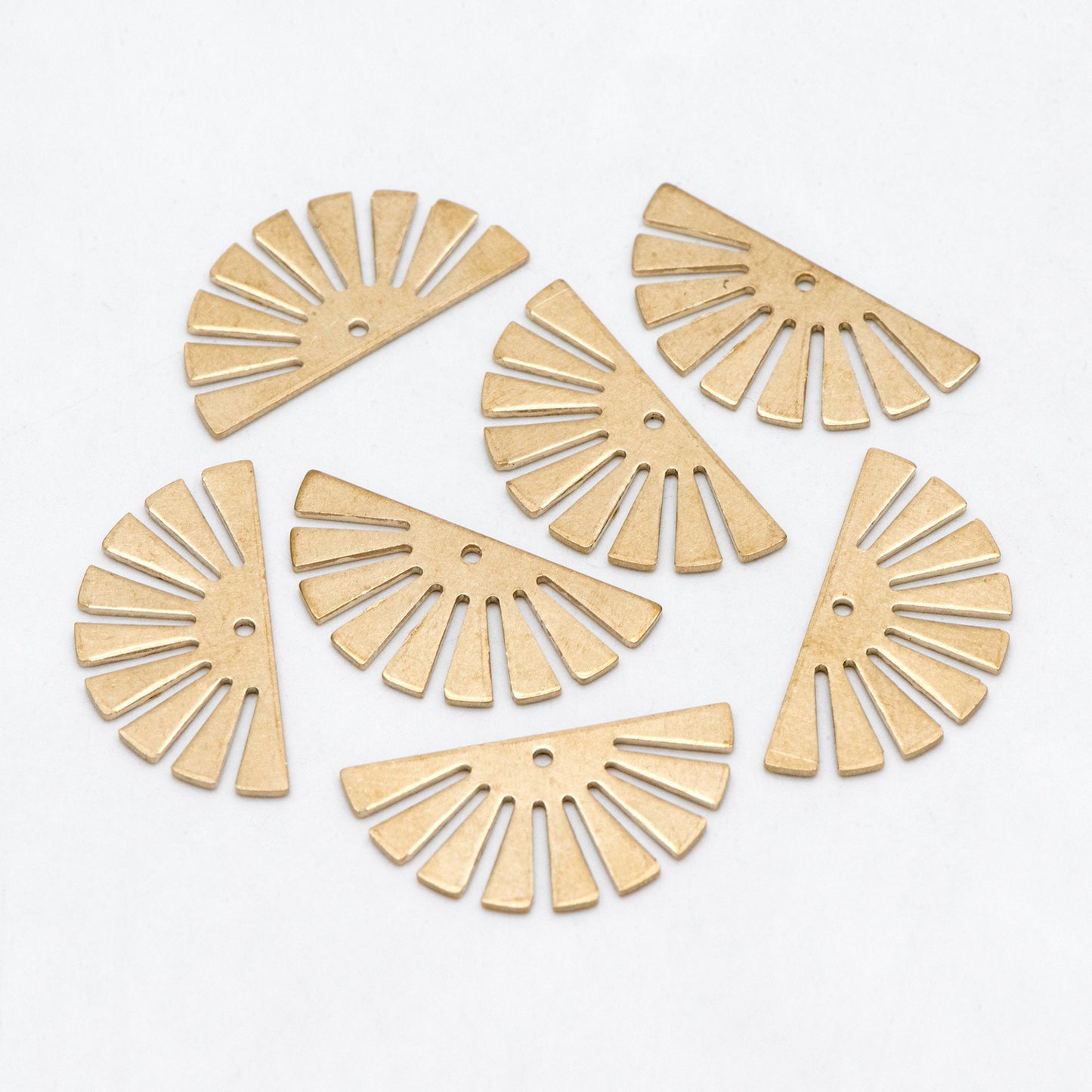 10pcs Raw Brass Half Sun Charm Pendants 12x24mm, Solid Brass Semicircle Pendants (RB-229)