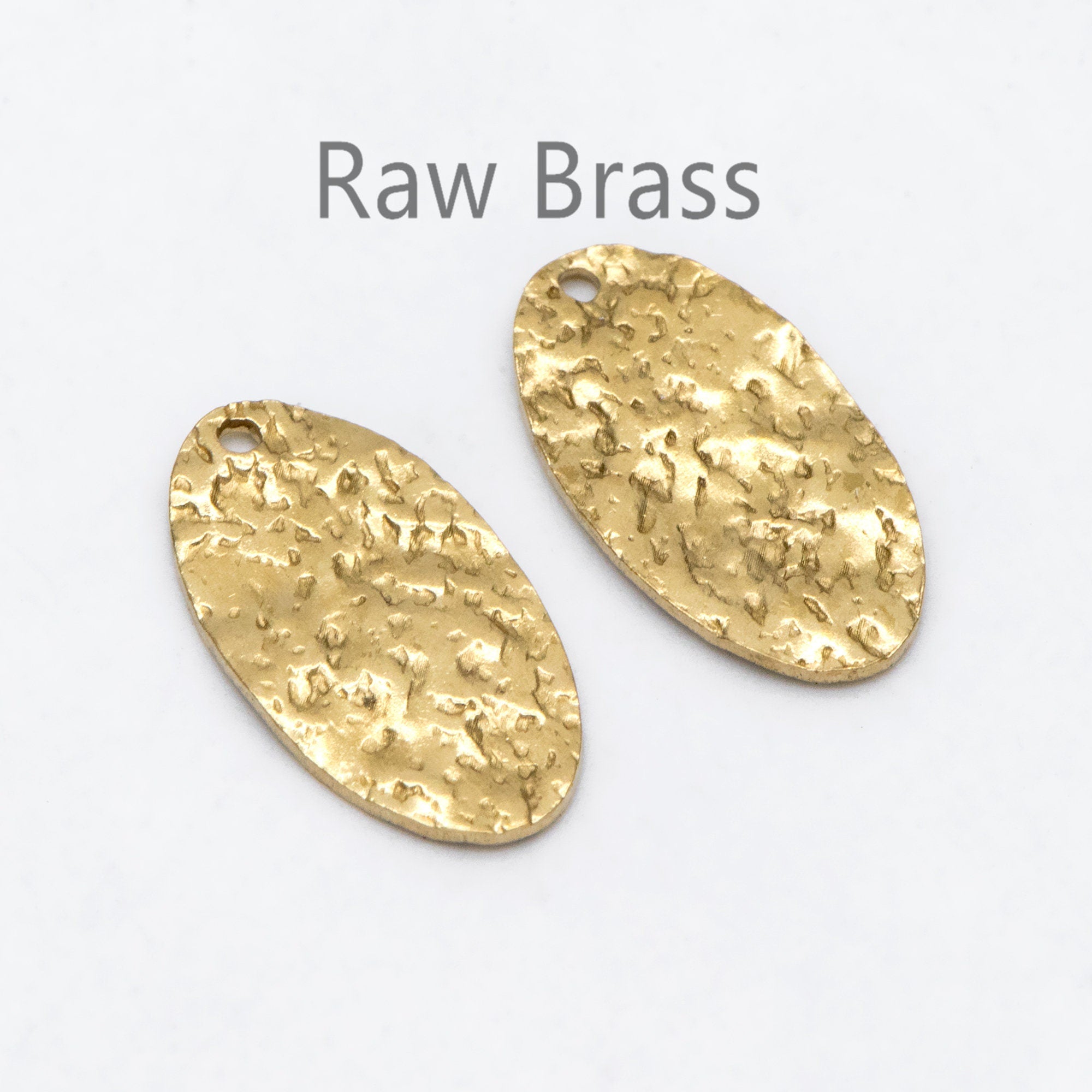 10pcs Raw Brass Oval Charm Pendants 19x10mm, Brass Findings Wholesale (RB-230)