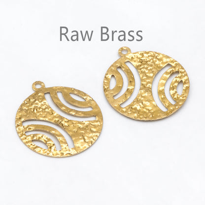 10pcs Raw Brass Round Charm Pendants 23x20mm, Brass Findings Wholesale (RB-231)
