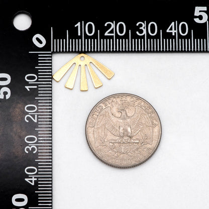 20pcs Raw Brass Sun Charms 12.5x20mm, Solid Brass Fan Pendants Wholesale (RB-232)