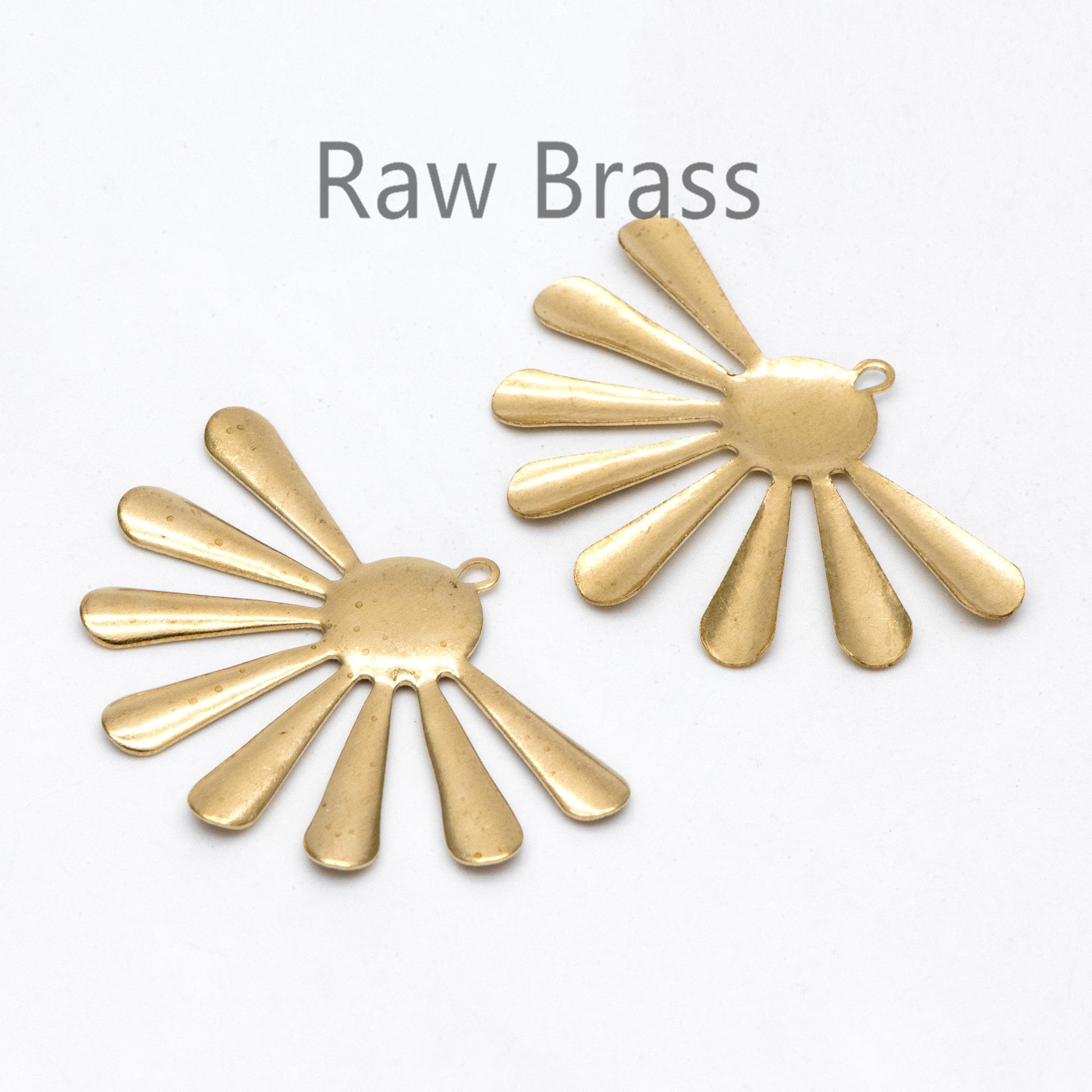 10pcs Raw Brass Flower Charm Pendants 29.5x44mm, Brass Findings Wholesale (RB-233)
