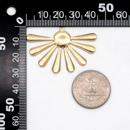 10pcs Raw Brass Flower Charm Pendants 29.5x44mm, Brass Findings Wholesale (RB-233)