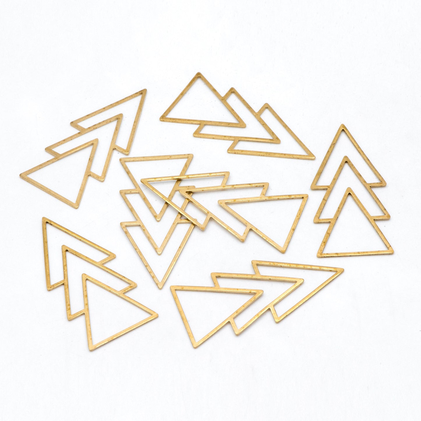 10pcs Raw Brass Triangle Charm Connectors, Solid Brass Geometric Pendants Wholesale (RB-235)