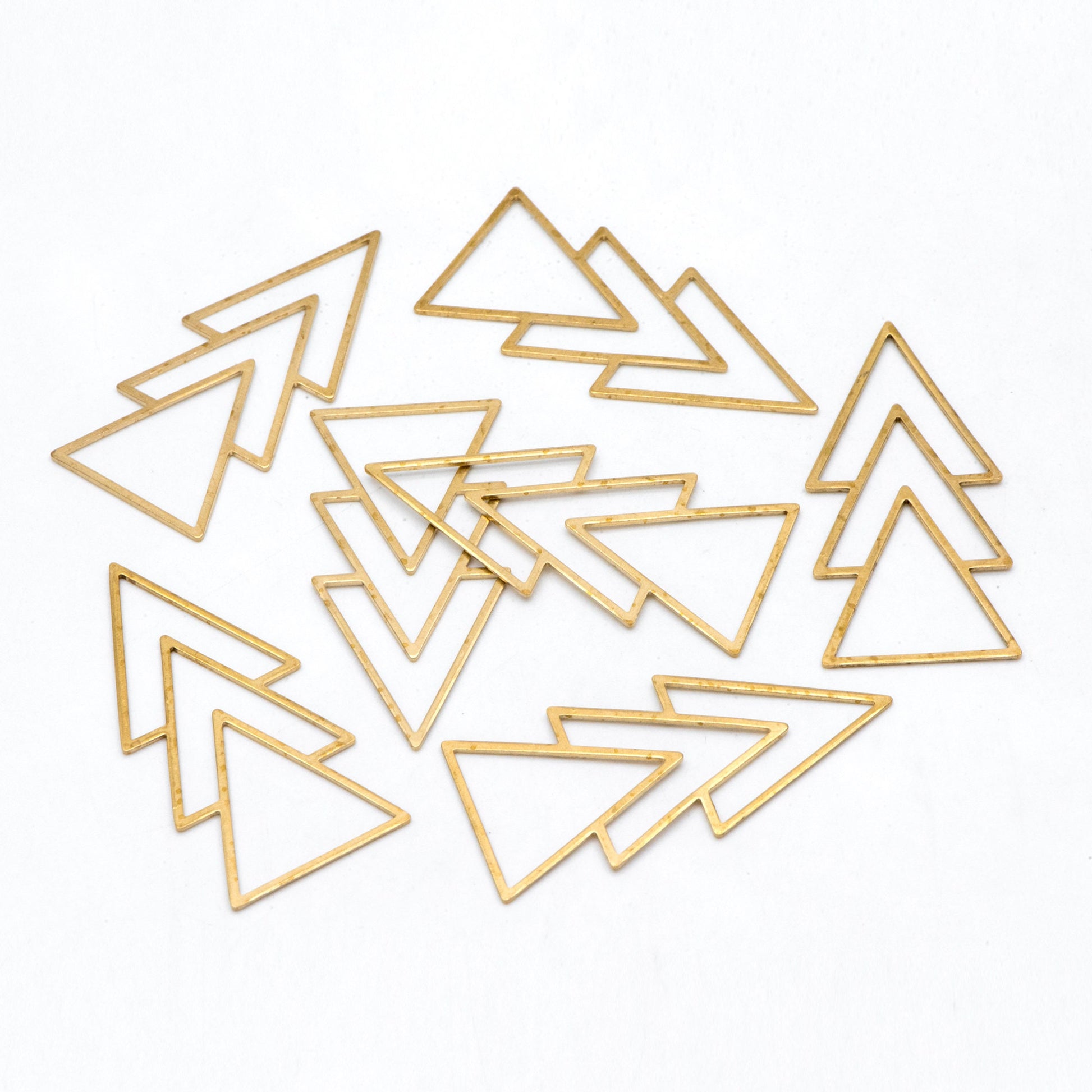 10pcs Raw Brass Triangle Charm Connectors, Solid Brass Geometric Pendants Wholesale (RB-235)