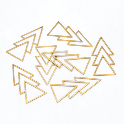 10pcs Raw Brass Triangle Charm Connectors, Solid Brass Geometric Pendants Wholesale (RB-235)