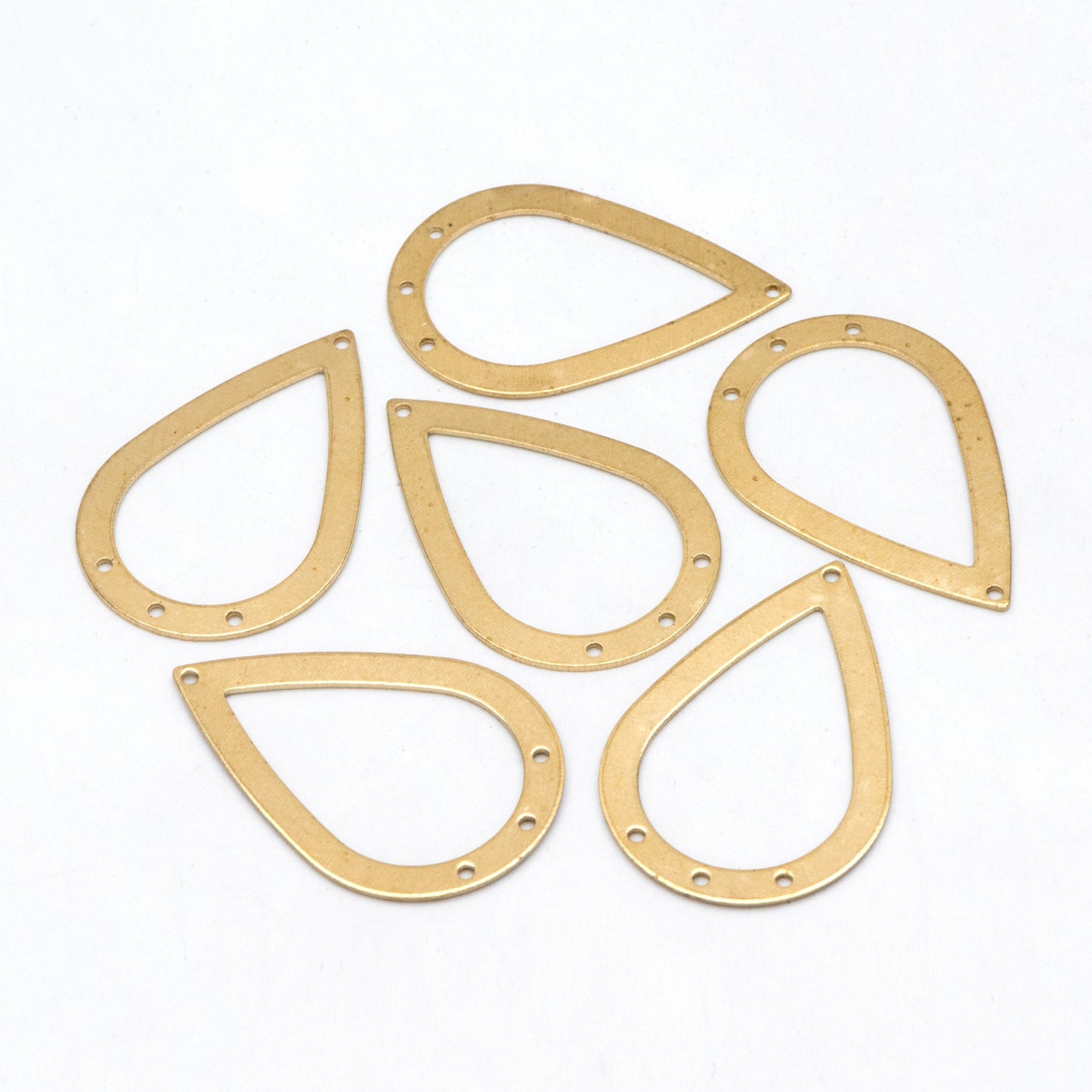 10pcs Raw Brass Teardrop Connectors With 4 Holes 40x27mm, Solid Brass Geometric Pendants Wholesale (RB-240)