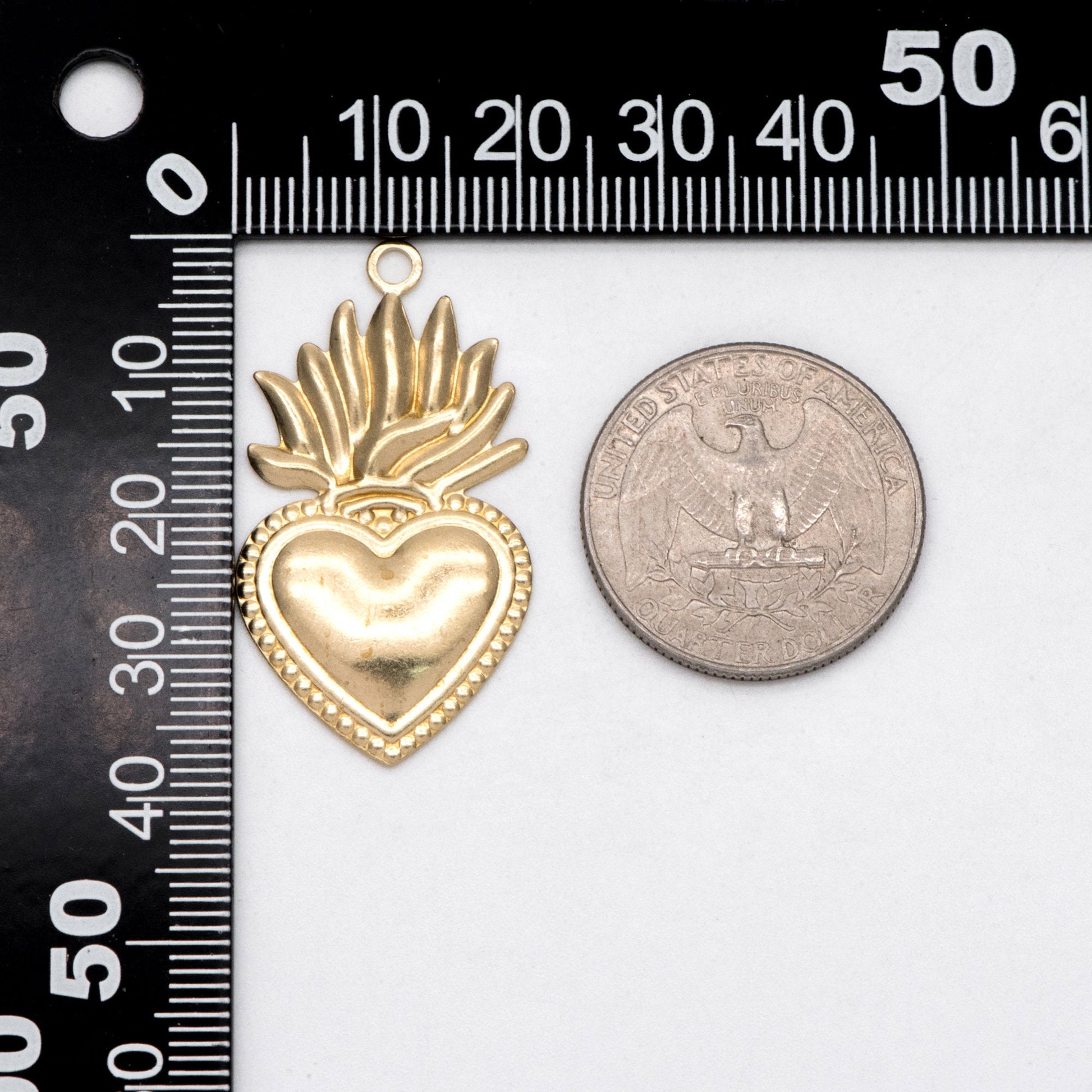 10pcs Raw Brass Heart Charm Pendants 37.5x21mm, Brass Findings Wholesale (RB-245)