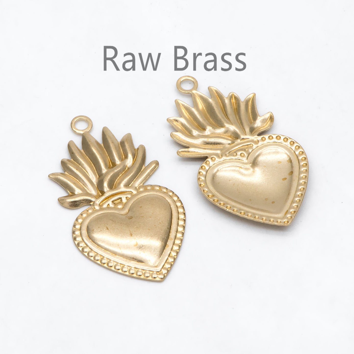 10pcs Raw Brass Heart Charm Pendants 37.5x21mm, Brass Findings Wholesale (RB-245)