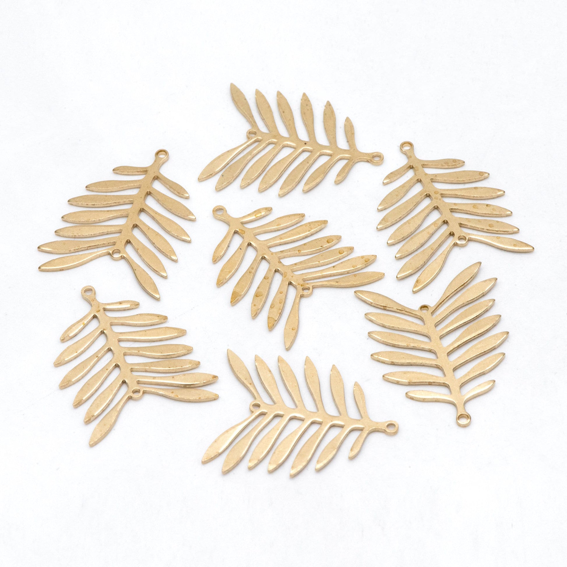 10pcs Raw Brass Leaf Charm Connectors 30x24mm, Brass Findings Wholesale (RB-247)