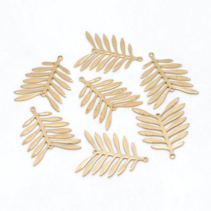 10pcs Raw Brass Leaf Charm Connectors 30x24mm, Brass Findings Wholesale (RB-247)