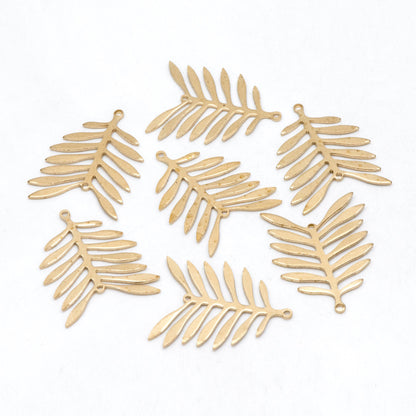 10pcs Raw Brass Leaf Charm Connectors 30x24mm, Brass Findings Wholesale (RB-247)