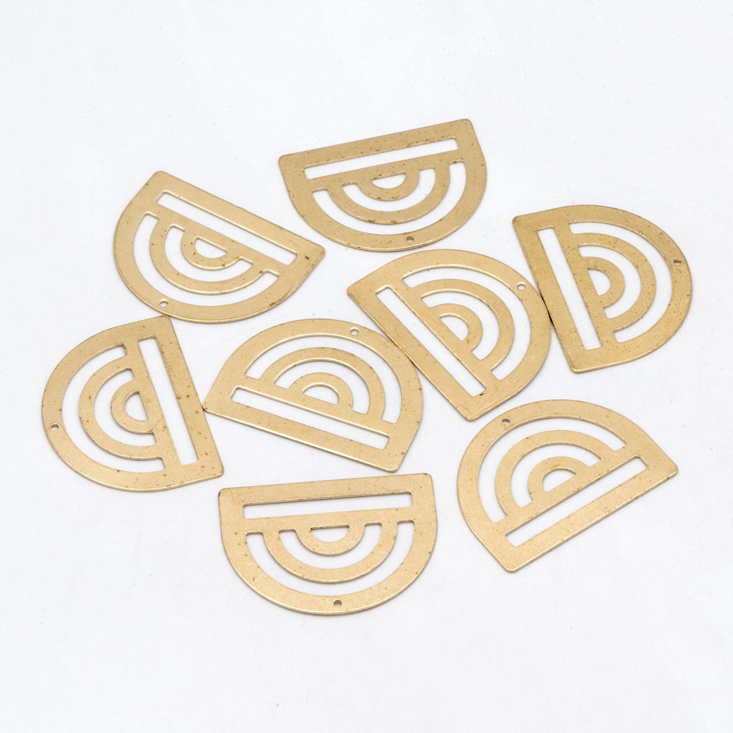 10pcs Raw Brass Fan Charms 26x35mm, Rainbow Shaped Brass Pendants Wholesale (RB-248)