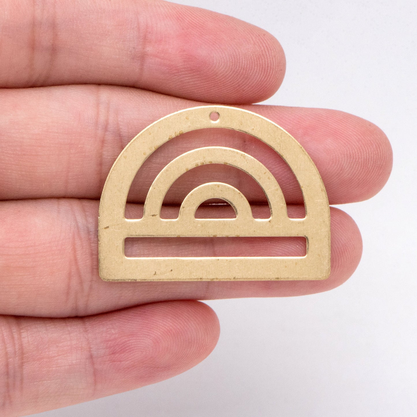 10pcs Raw Brass Fan Charms 26x35mm, Rainbow Shaped Brass Pendants Wholesale (RB-248)