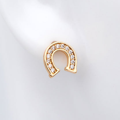 4pcs CZ Pave Horseshoe Ear Posts 8x8mm, Gold Plated Brass U Shaped Stud Earrings (#GB-3018)