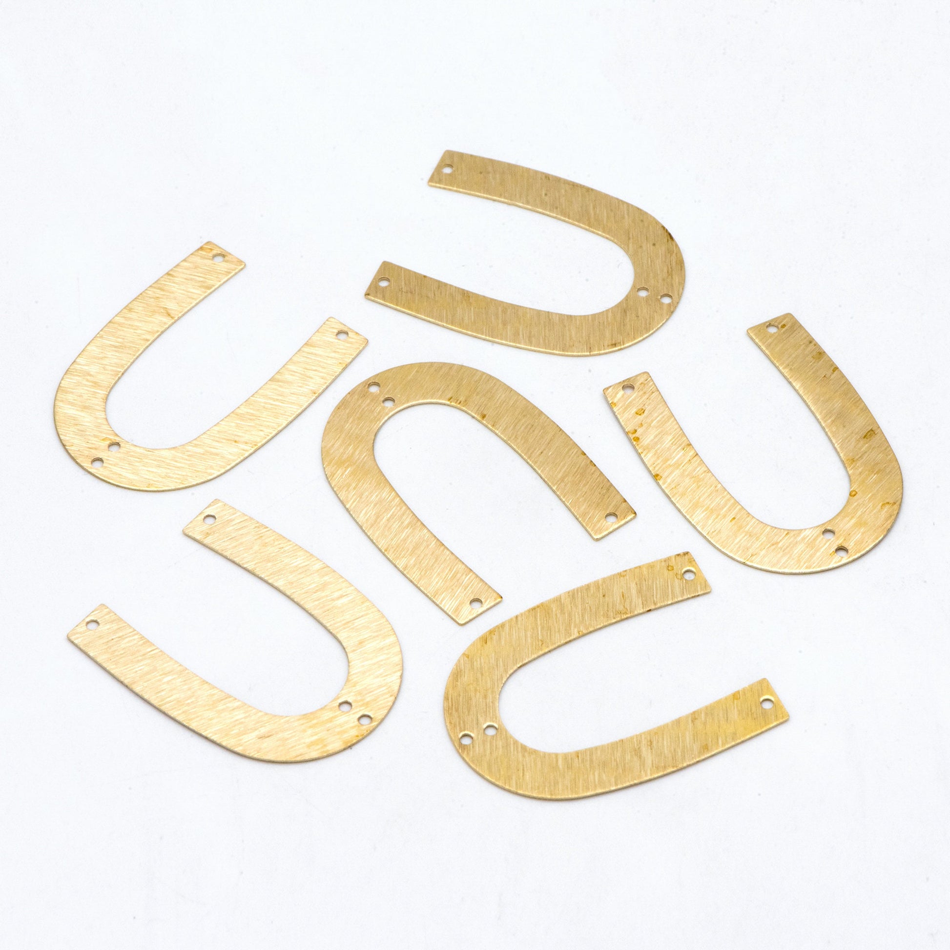 10pcs Raw Brass Brushed U Shaped Connectors With 4 Holes, Brass Findings Wholesale (RB-207)