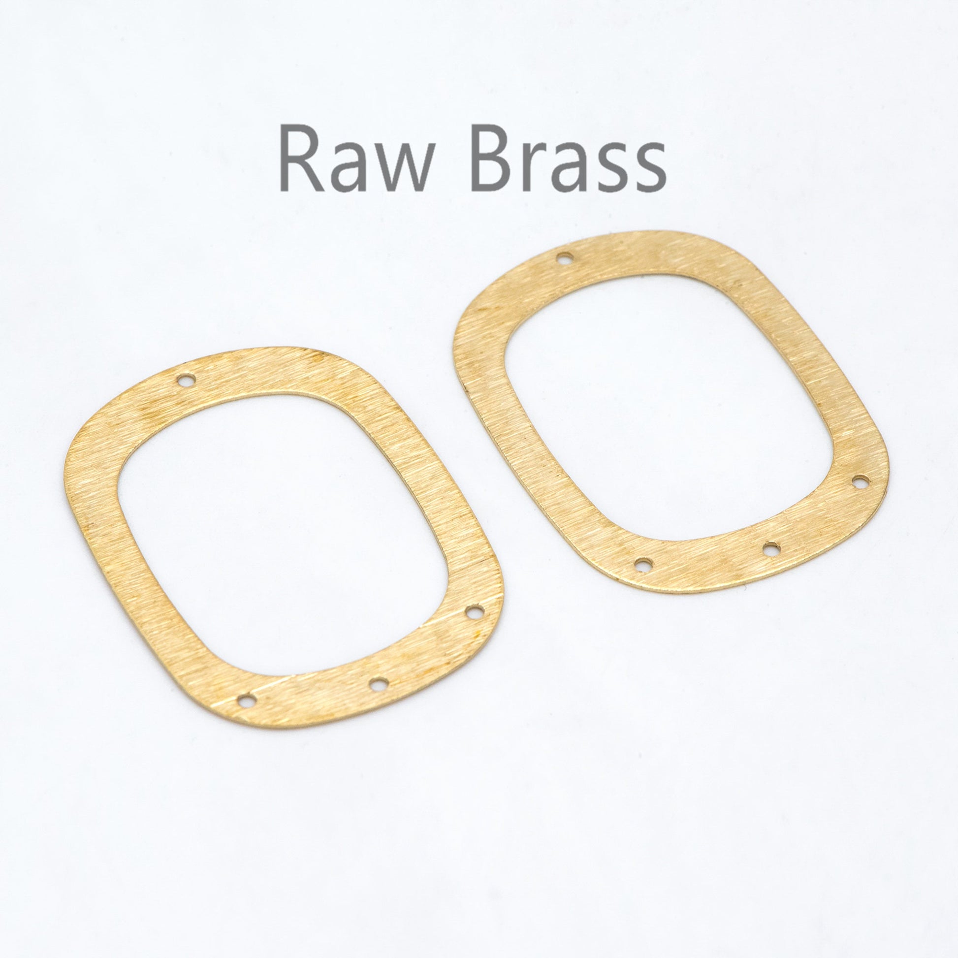 10pcs Raw Brass Rectangle Charms 36x27mm, Geometric Multi Hole Connectors (RB-208)