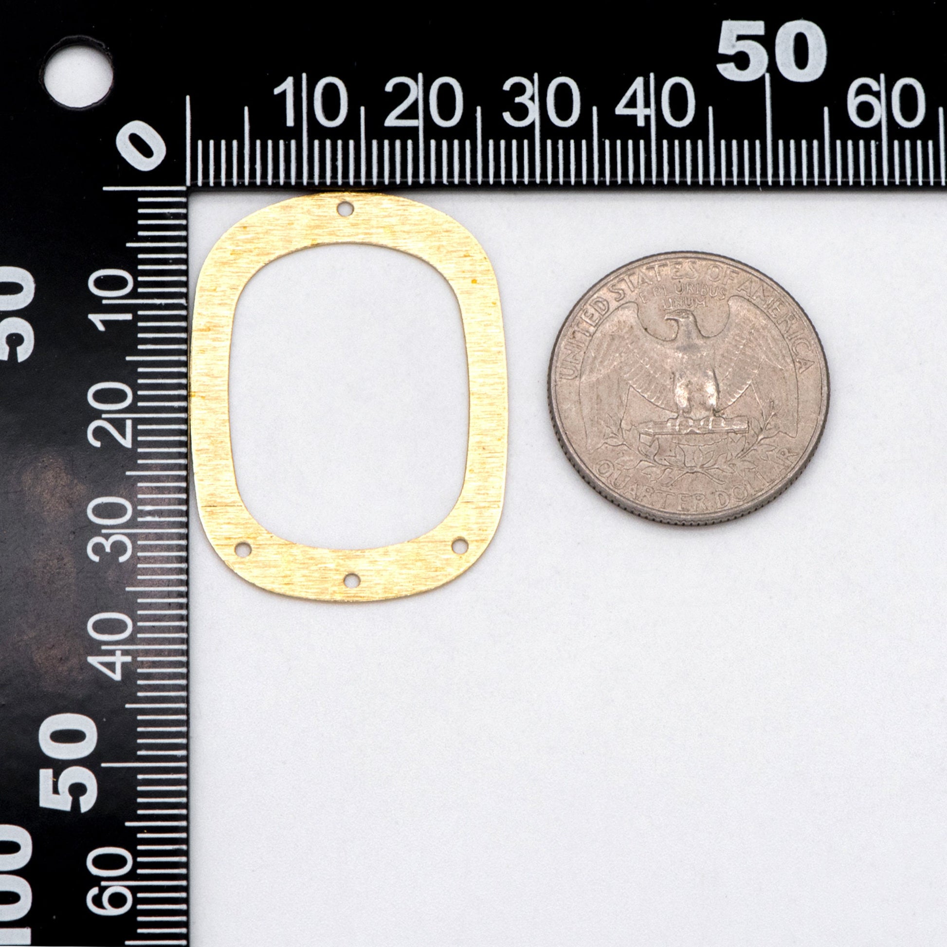 10pcs Raw Brass Rectangle Charms 36x27mm, Geometric Multi Hole Connectors (RB-208)