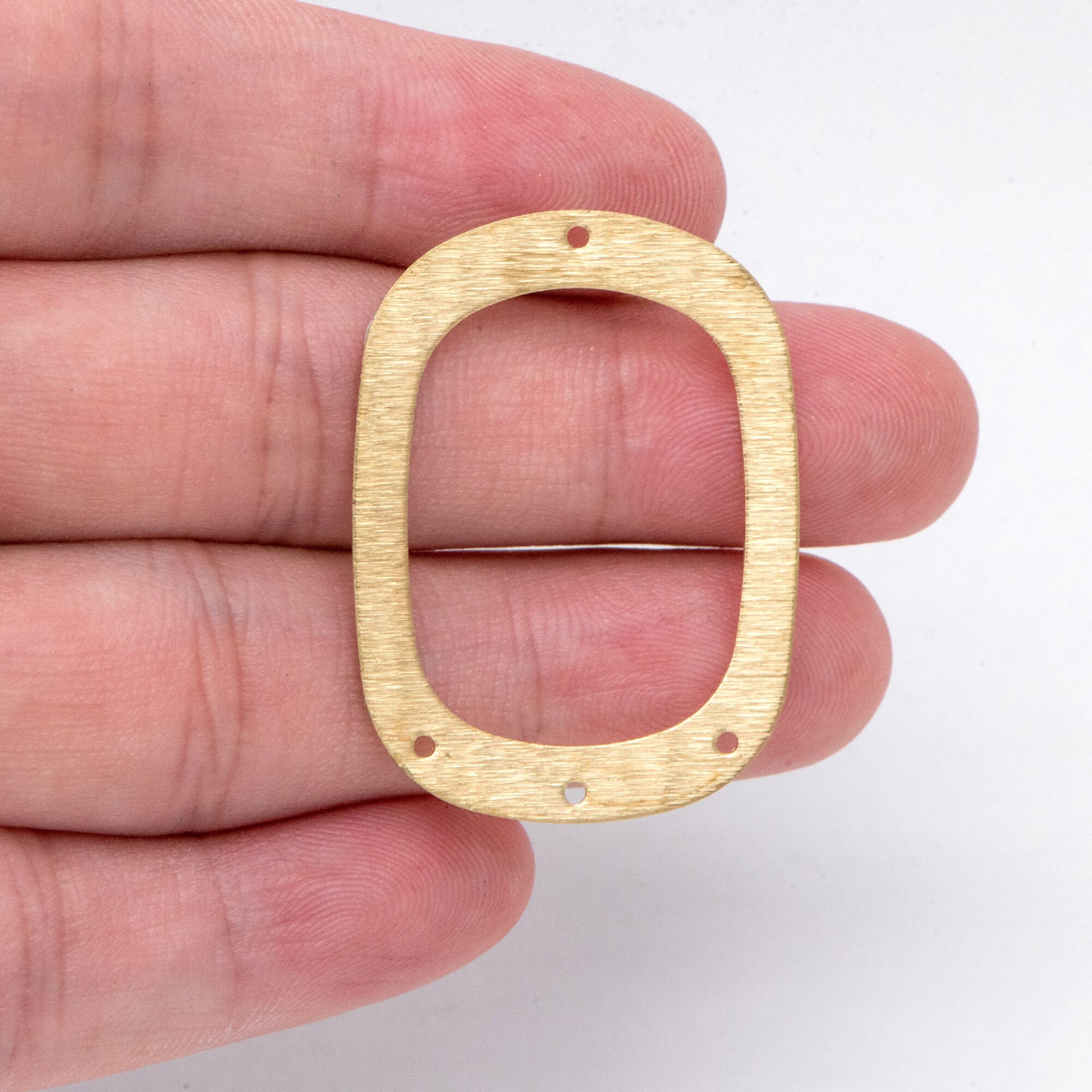 10pcs Raw Brass Rectangle Charms 36x27mm, Geometric Multi Hole Connectors (RB-208)