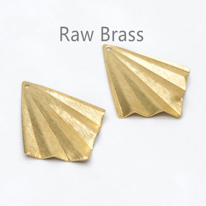 10pcs Raw Brass Rhombus Charm, Ribbed Geometric Pendants 35x27mm, Brass Findings Wholesale (RB-211)