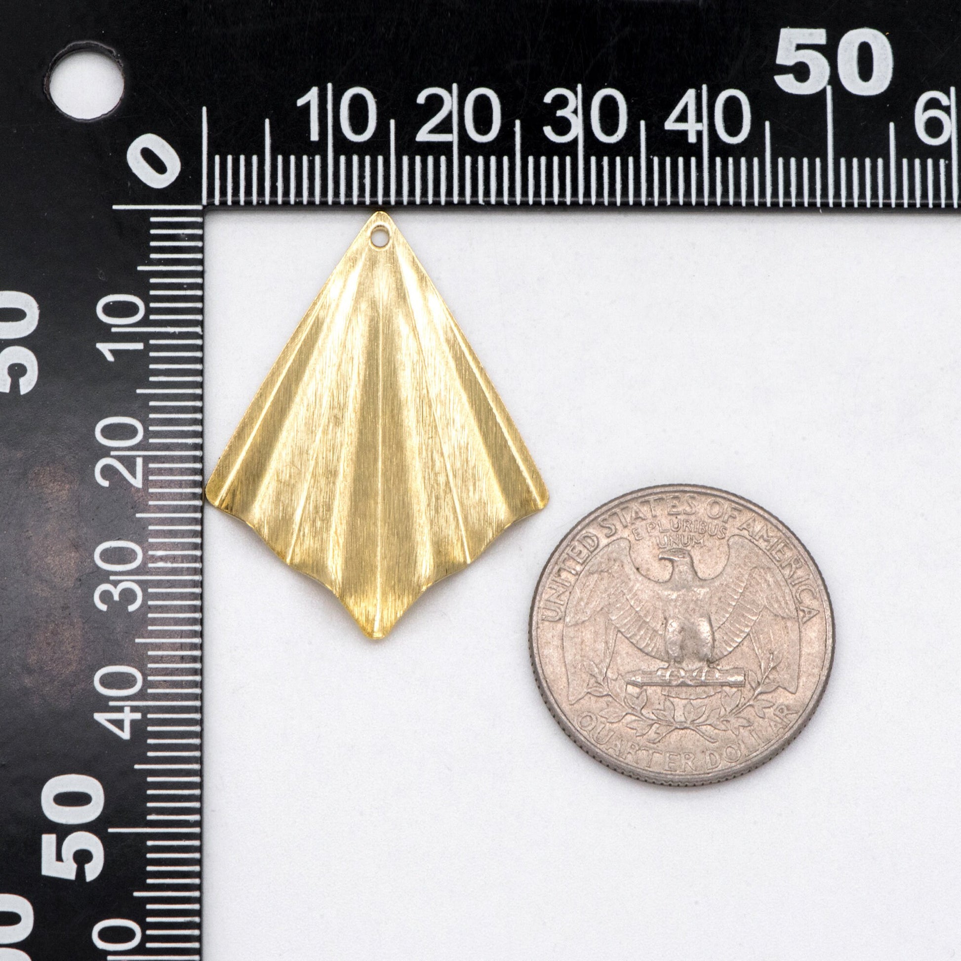 10pcs Raw Brass Rhombus Charm, Ribbed Geometric Pendants 35x27mm, Brass Findings Wholesale (RB-211)